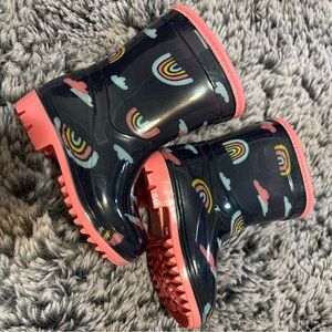 Carter's Pink and Black Rainbow Rain Boots